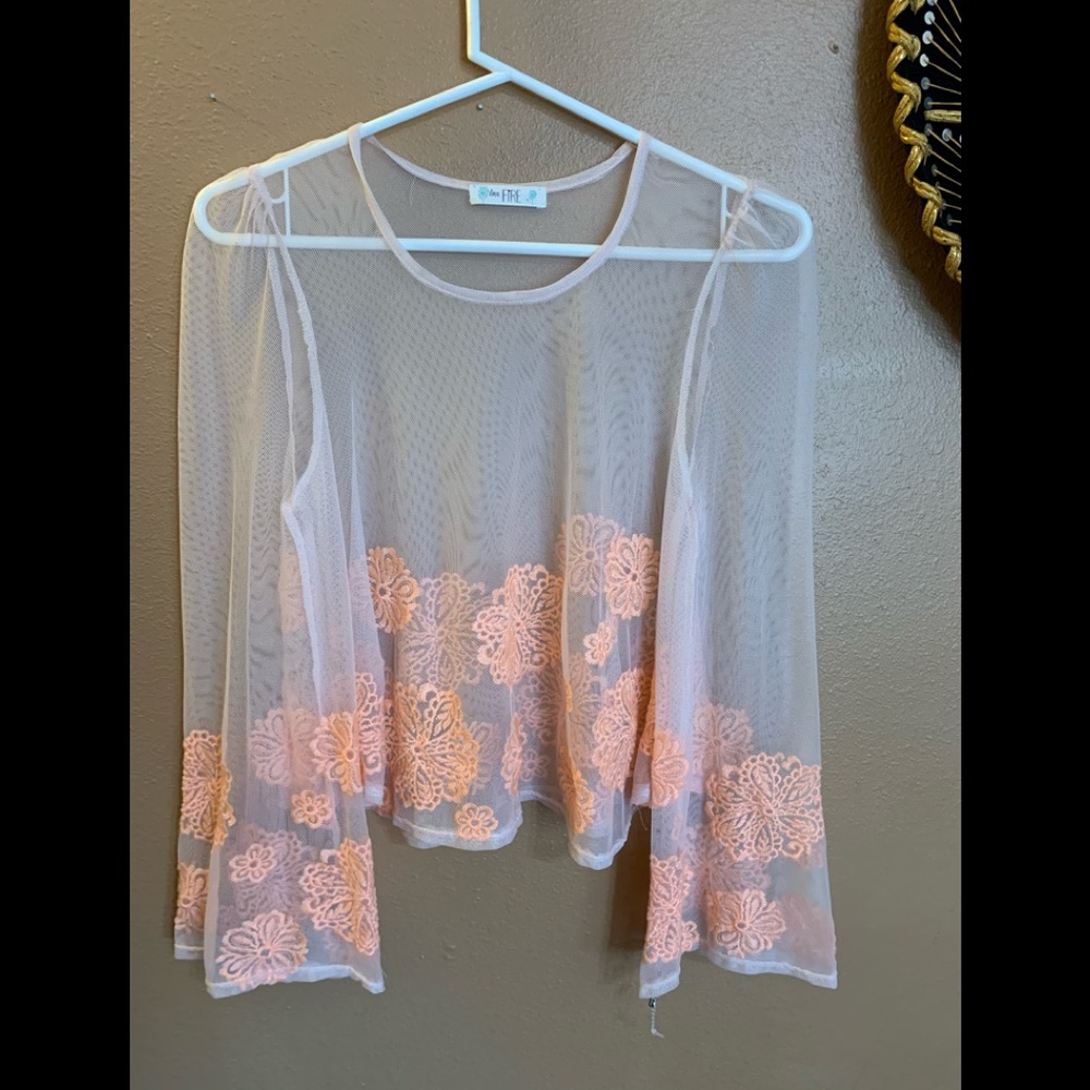 Vintage Sheer Fishnet Embroidered Beach Cover Up